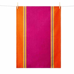 Tissage Moutet Purple & Orange French Jacquard Tea Towel Hot