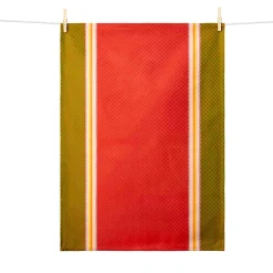 Tissage Moutet Red & Green French Jacquard Tea Towel Clearance