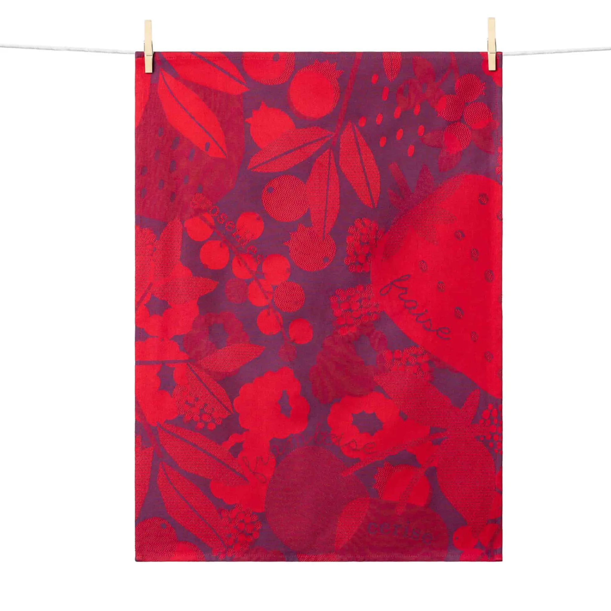 Tissage Moutet Red Fruits French Jacquard Tea Towel Sale