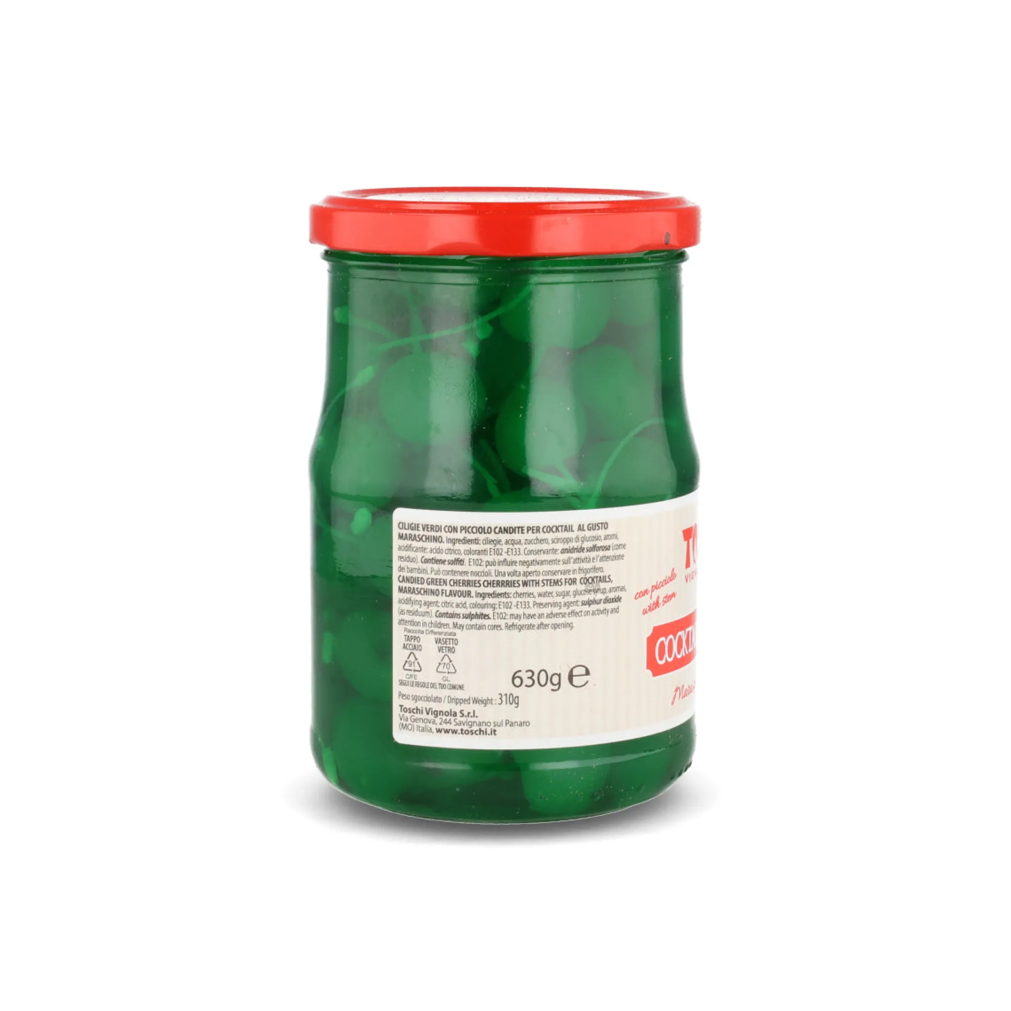 Toschi Green Cocktail Cherries, 630g Online