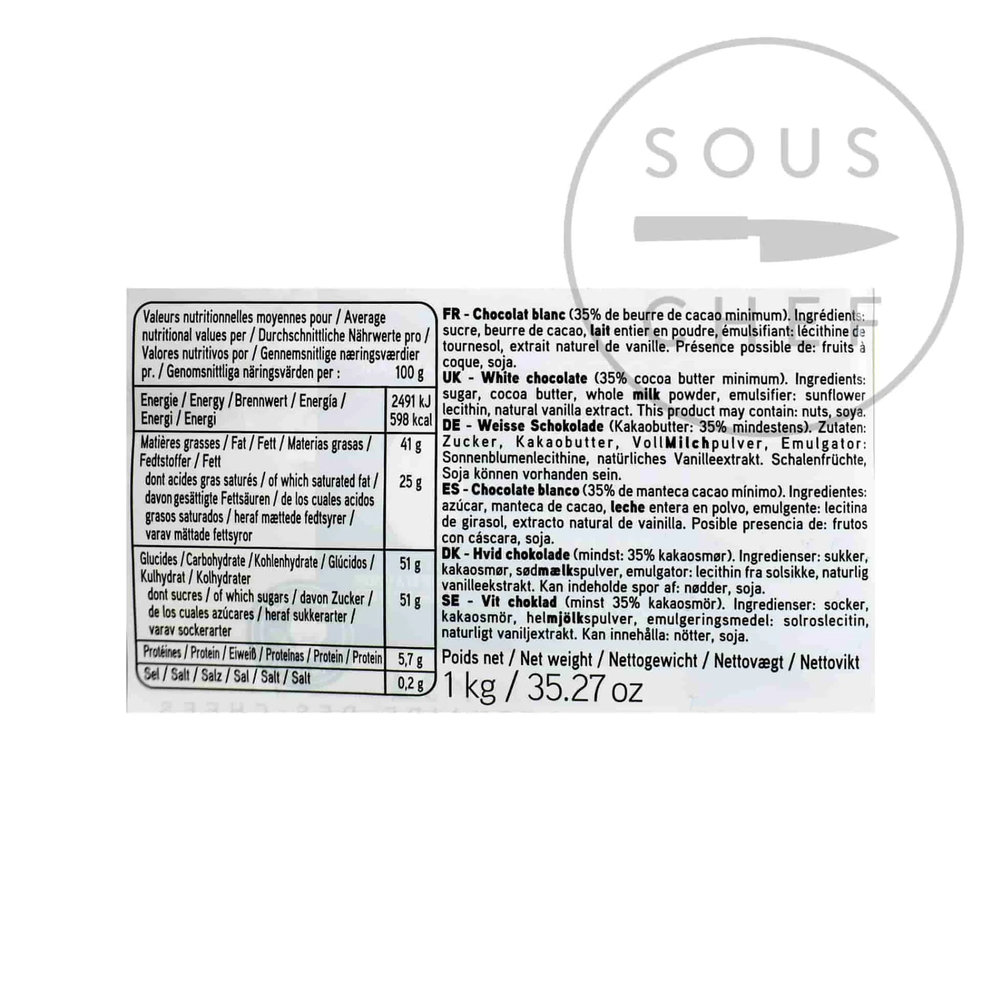 Valrhona Ivoire White Chocolate Chips Online