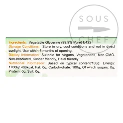 Special Ingredients Vegetable Glycerine, 1 Litre New