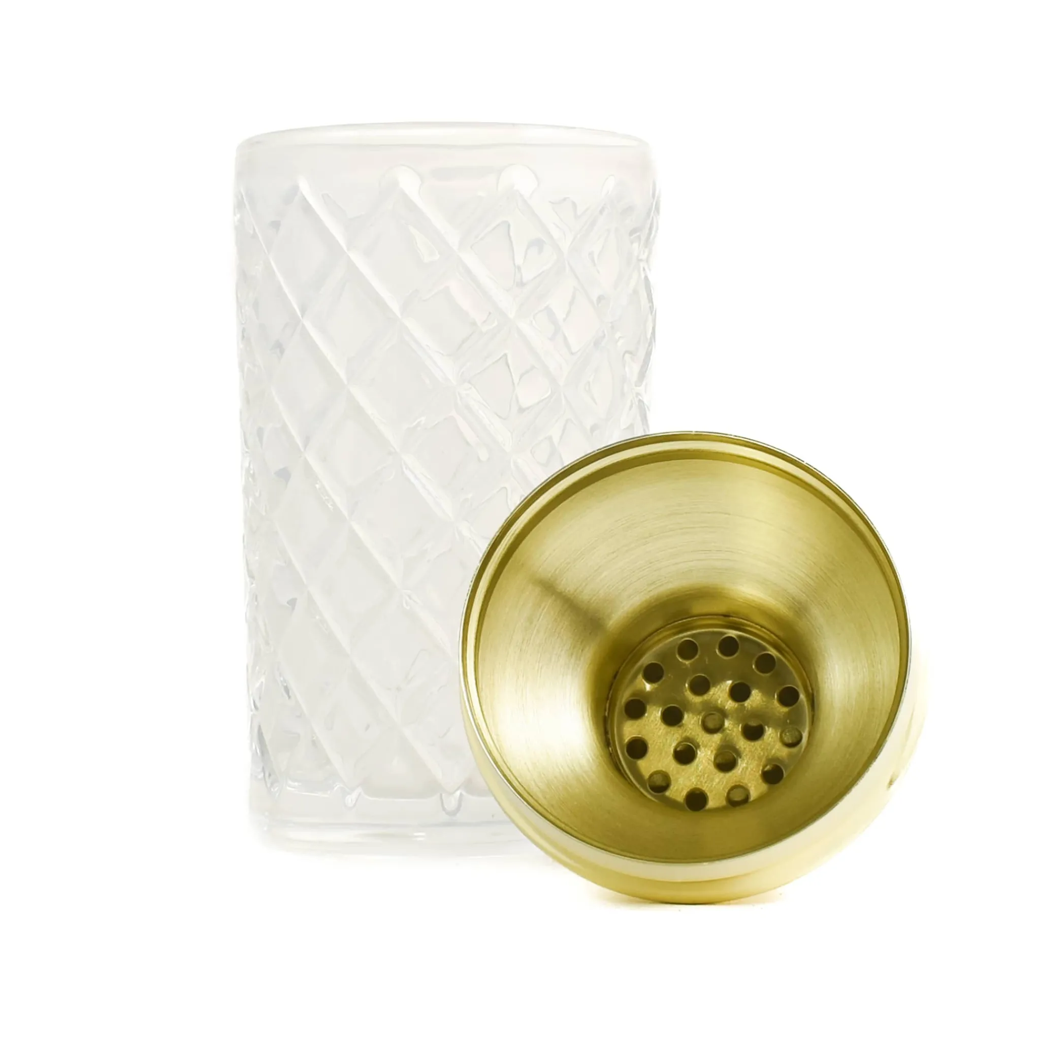 Uberstar Vintage Inspired Diamond Cut Glass & Gold Cocktail Shaker Online
