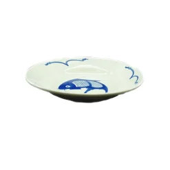 Chinese Tableware White & Blue Carp Deep Plate, 20cm Clearance