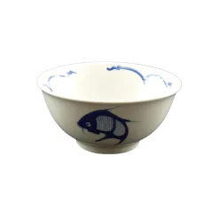 Chinese Tableware White & Blue Carp Rice Bowl, 11.5cm Discount