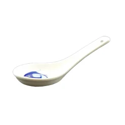 Chinese Tableware White & Blue Carp Rice Spoon, 13cm Best