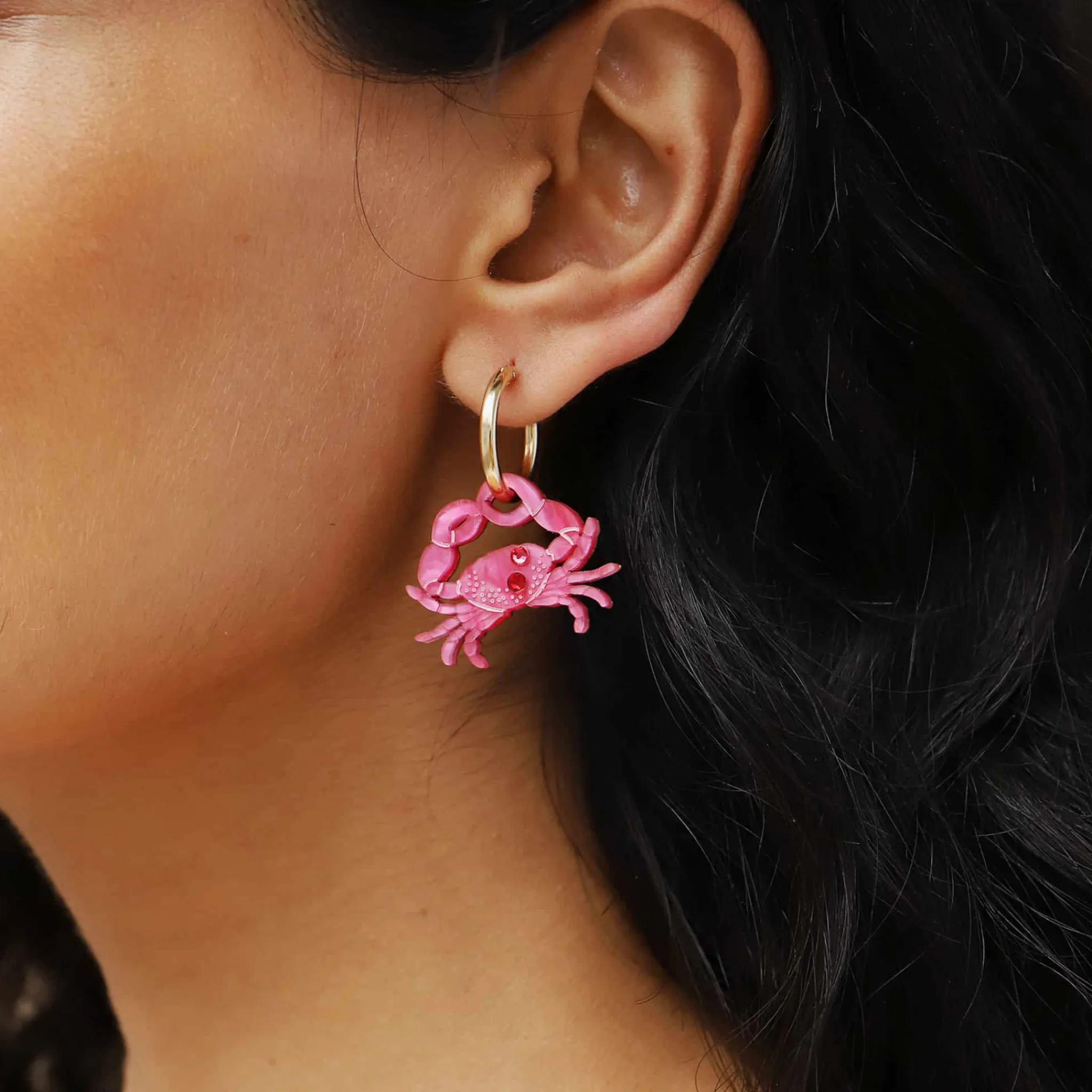 Wolf & Moon Pink Crab Hoop Earrings Online