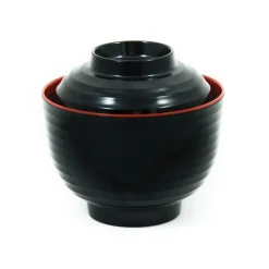 R&B 5x Melamine Red & Black Miso Soup Bowl, 10cm Hot