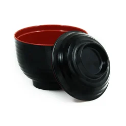 R&B 5x Melamine Red & Black Miso Soup Bowl, 10cm Hot