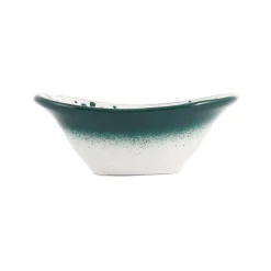 El Boyali Seramikler Yesil Ve Beyaz Boyali Oval Bowl, 10.5cm