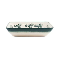 El Boyali Seramikler Yesil Ve Beyaz Boyali Rectangular Serving Dish, 18x13cm Clearance