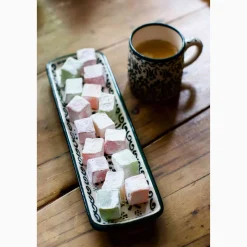 El Boyali Seramikler Yesil Ve Beyaz Boyali Serving Tray, 26.5x8cm Clearance