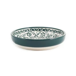 El Boyali Seramikler Yesil Ve Beyaz Boyali Shallow Bowl, 16cm Clearance