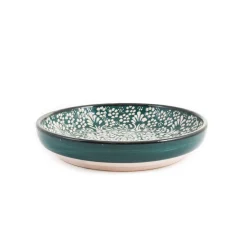 El Boyali Seramikler Yesil Ve Beyaz Boyali Shallow Bowl, 20.5cm Clearance