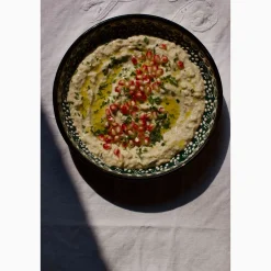 El Boyali Seramikler Yesil Ve Beyaz Boyali Shallow Bowl, 20.5cm Clearance