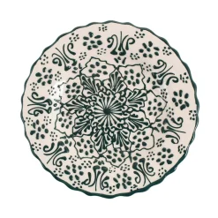 El Boyali Seramikler Yesil Ve Beyaz Boyali Wavy Side Plate, 19cm Sale
