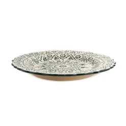El Boyali Seramikler Yesil Ve Beyaz Boyali Wavy Serving Platter, 31.5cm Clearance
