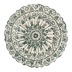 El Boyali Seramikler Yesil Ve Beyaz Boyali Wavy Serving Platter, 31.5cm Clearance