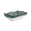 El Boyali Seramikler Yesil Ve Beyaz Boyali Wavy Edge Snack Dish, 13.5cm Hot