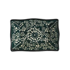 El Boyali Seramikler Yesil Ve Beyaz Boyali Wavy Edge Snack Dish, 13.5cm Hot