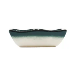 El Boyali Seramikler Yesil Ve Beyaz Boyali Wavy Edge Snack Dish, 13.5cm Hot